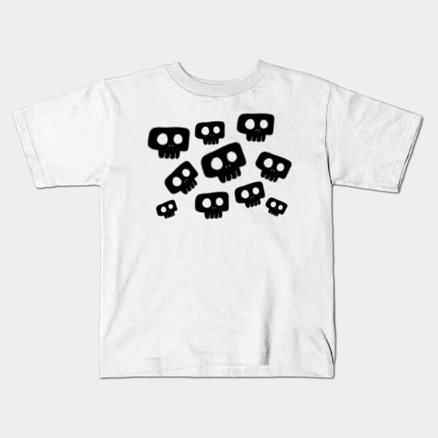 Cute Halloween Black Skulls Kids T-Shirt by adrianserghie